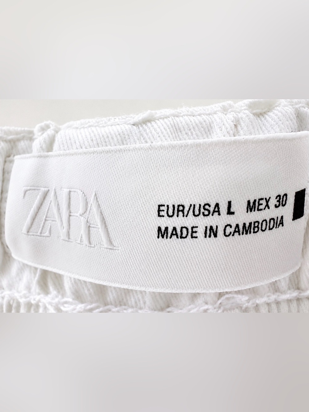 ZARA Women’s White Cotton Pull-On Pants Size L Relaxed Fit Drawstring NWOT - Picture 12 of 13